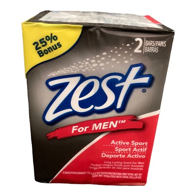 Zest For Men Sport Bar Soap 2 Pack Discontinued Sealed 25% Bonus Made in USA