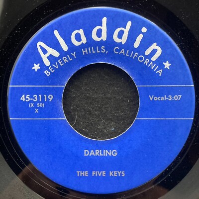 Darling/Goin' Downtown (8-9-10) by The Five Keys (Aladdin 3119) 7'' Re-Issue NM
