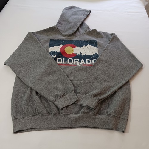 Colorado Men's Gray Graphic Hoodie Pullover Sweatshirt Long Sleeve Size Large