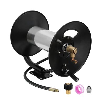Upgraded High Pressure Washer Hose Reel 150FT, Heavy Duty Steel Stainless Ste...