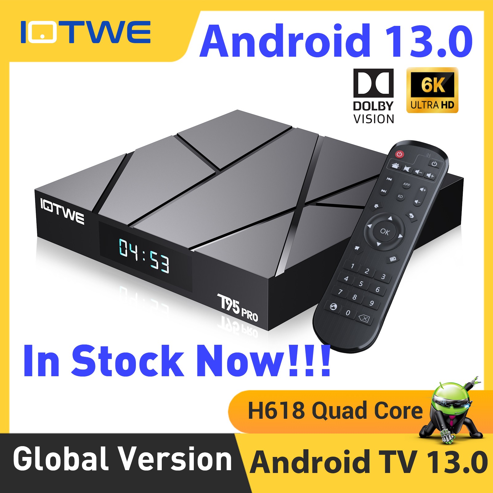 2025 Upgraded T95 Smart Android 13.0 TV Box Quad Core 6K