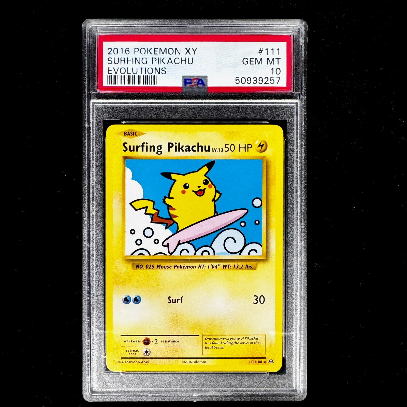 2016 Pokemon XY Evolutions 111/108 Secret Rare Surfing
