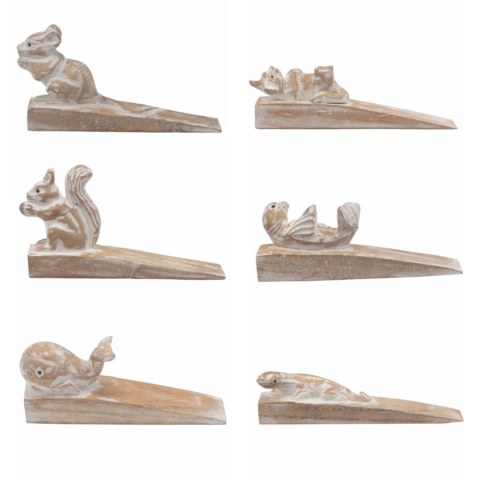 Hand Carved Wooden Animal Doorstop Door Stop Stopper Wedge Jam Stay Wood - Picture 1 of 12