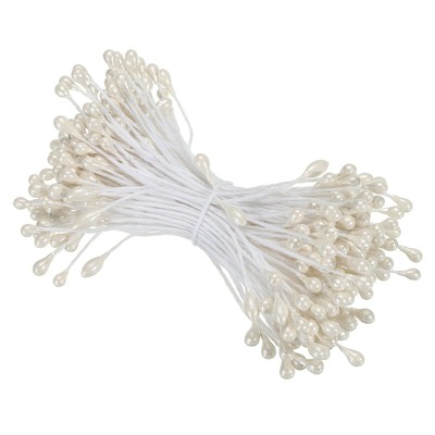 3mm Double Heads Flower Stamen, 150 Pcs Artificial Flower Pistil, Cream White