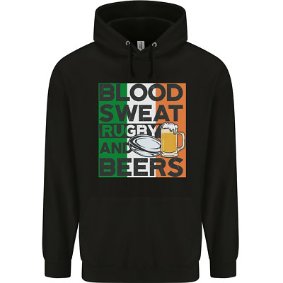 Blood Sweat Rugby Et Bières Irlande Funny Mens Sweatshirt À Capuche