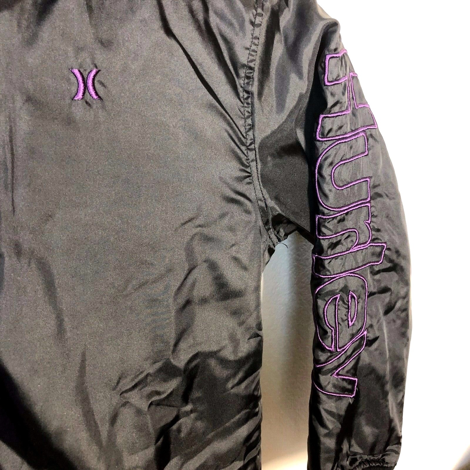 Hurley Kids Size XL Jacket Spell Out Sleeve Water Repellent Winter Jacket, Black