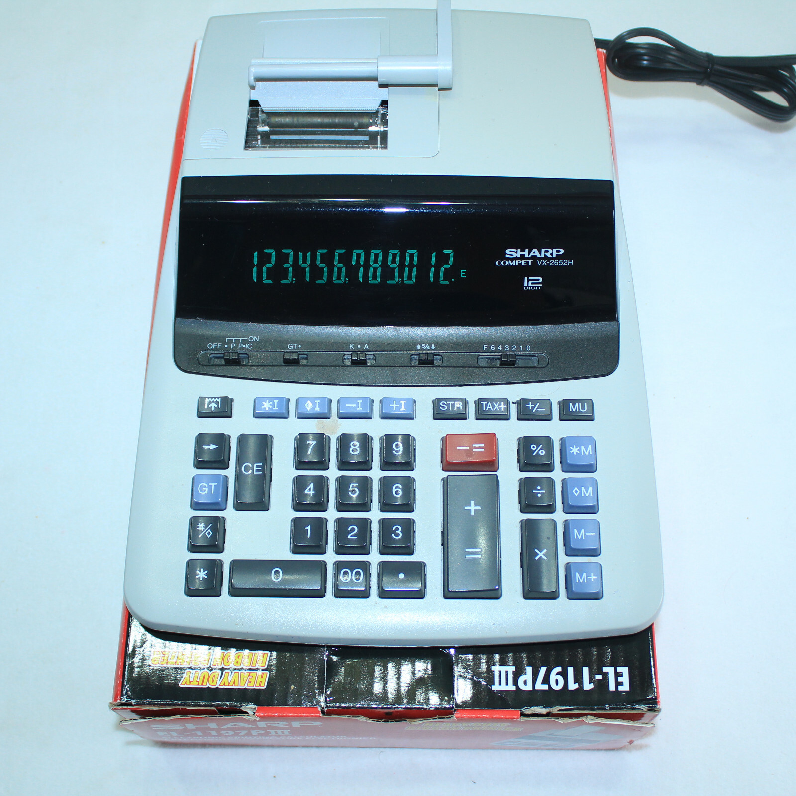Sharp EL-1197P 12-Digit 2-Color Ribbon Printer Desktop Electronic Calculator