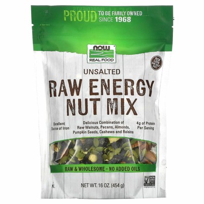 Now Foods Real Food Raw Energy Nut Mix несоленый 16 унций 454 г кошерный, без ГМО,