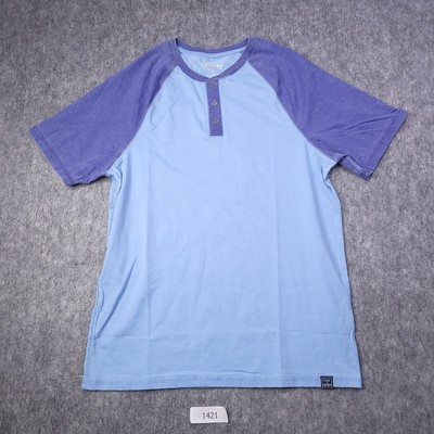 Flag and Anthem Men T Shirt Small Henley Blue