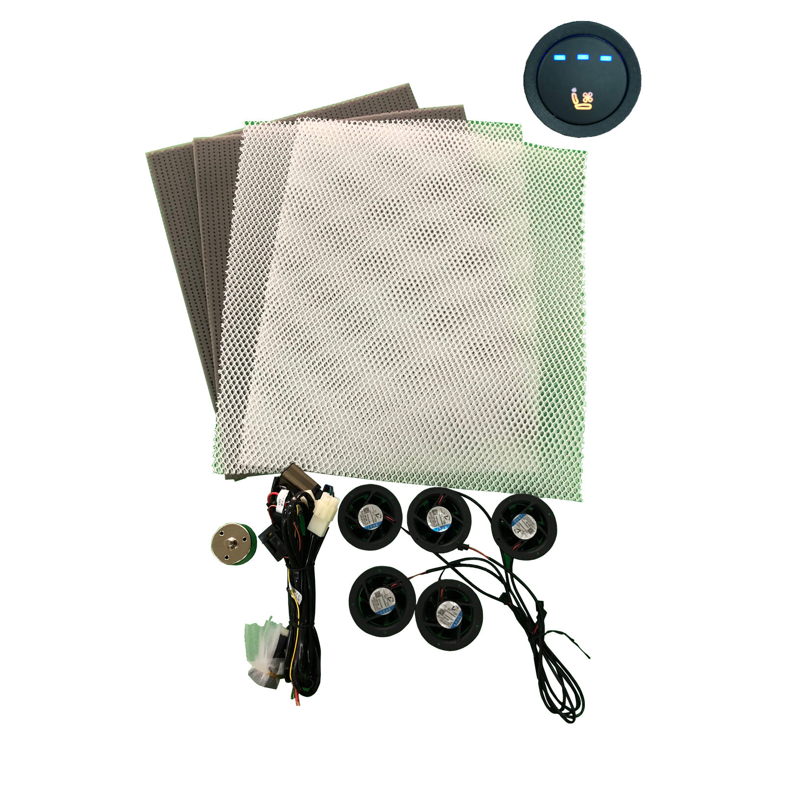 Universal car seat ventilation,1 seat,3-setting switch,seat cooler,mesh included