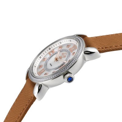 Pre-owned Gv2 By Gevril Women's 9860-v2 Marsala Vegan Mop Dial Swiss Quartz Diamond Watch