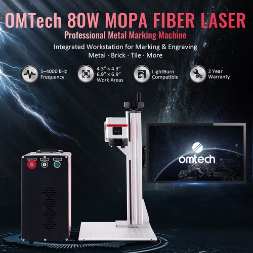 OMTech 80W JPT Fiber Laser Engraver Marker LightBurn Compatible 6.9x6.9 4.3x4.3