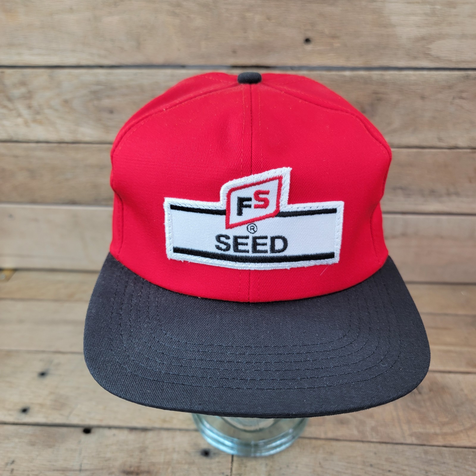 Vintage FS Seed Snapback Hat K-Products USA Farm Ag Advertising Cap Red