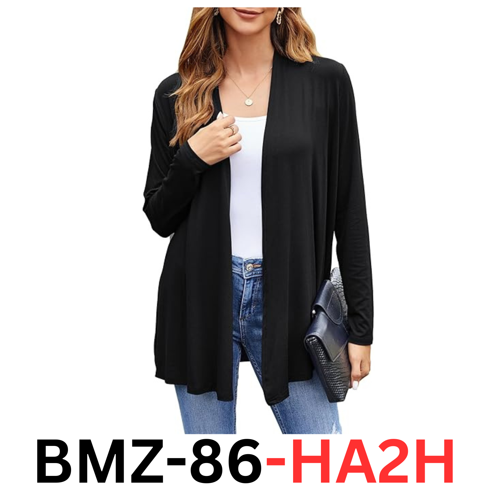 Bluetime Women's Casual Lightweight Open Front Soft Draped Ruffles Cardigan, L