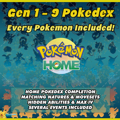   ALL POKEMON GEN 1-9   CUSTOM TRAINER NAME AVAILABLE   COMPLETE LIVING POKEDEX