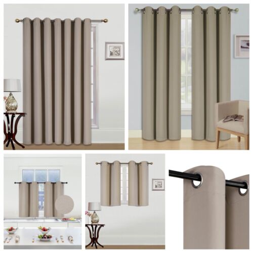 Insulated Thermal Opaque Blackout with Silver Grommet Window Curtain K68 panels