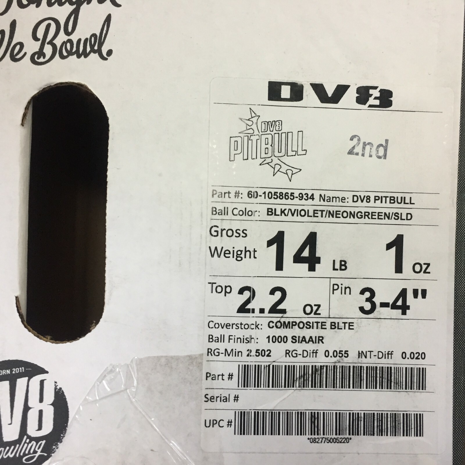 DV8 PITBULL   BOWLING  ball  14 lb.  BRAND NEW IN BOX!!!