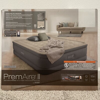 Intex PremAire II Air Mattress: Queen Size   Built-in Electric Pump   18in NEW