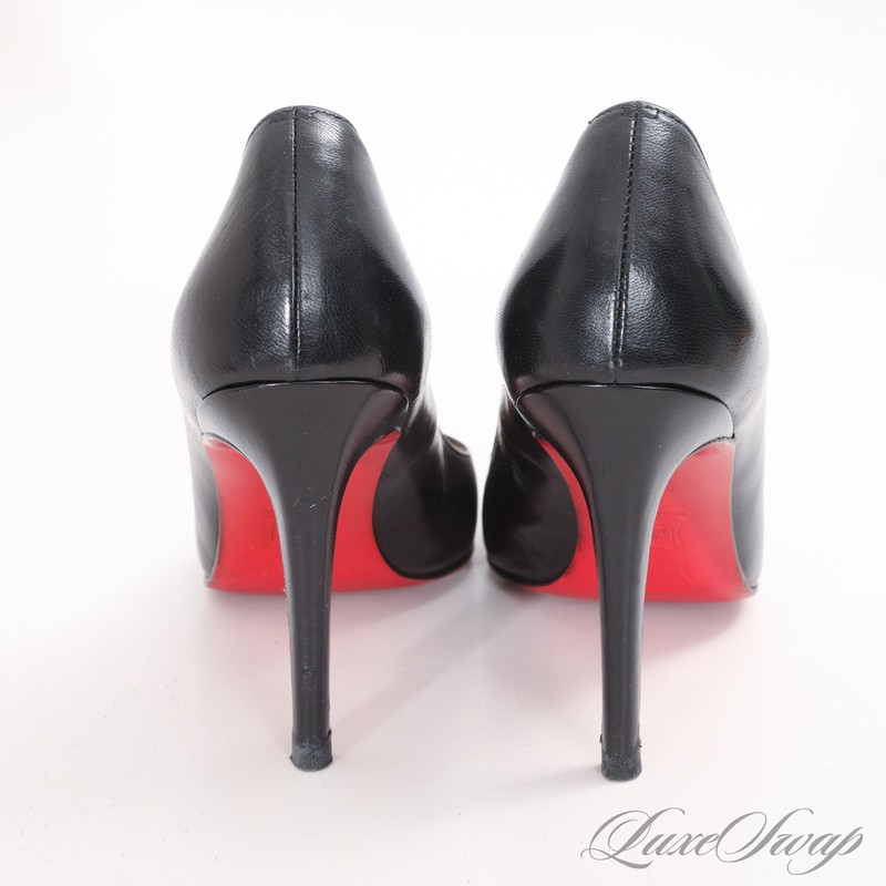 Christian Louboutin Paris Made in Italy Black Leather Almond Toe