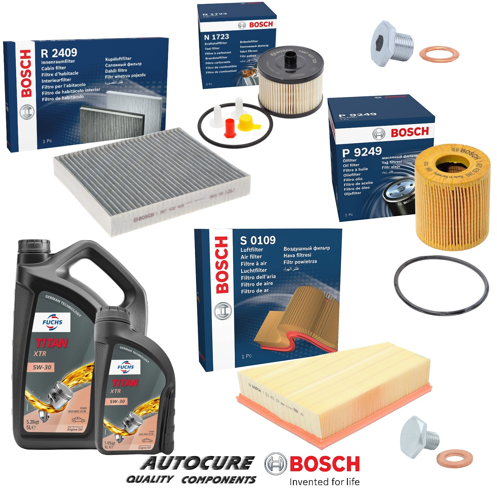 FOR FORD GALAXY ZETEC 2.0 TDCi MK3 CD340 FULL BOSCH FILTER SERVICE KIT & 6L OIL