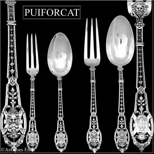 Puiforcat Masterpiece French Sterling Silver Flatwatre Set, Mascaron