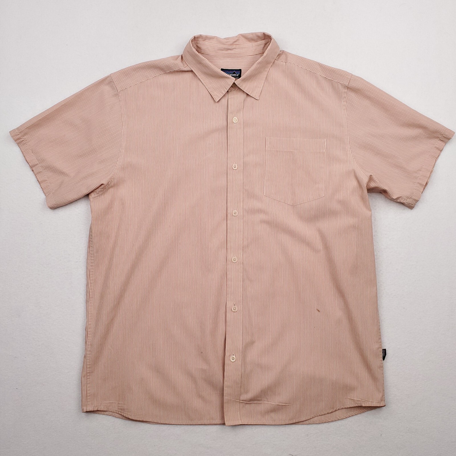 Patagonia Pink Striped Button Up Shirt Mens Sz L Organic