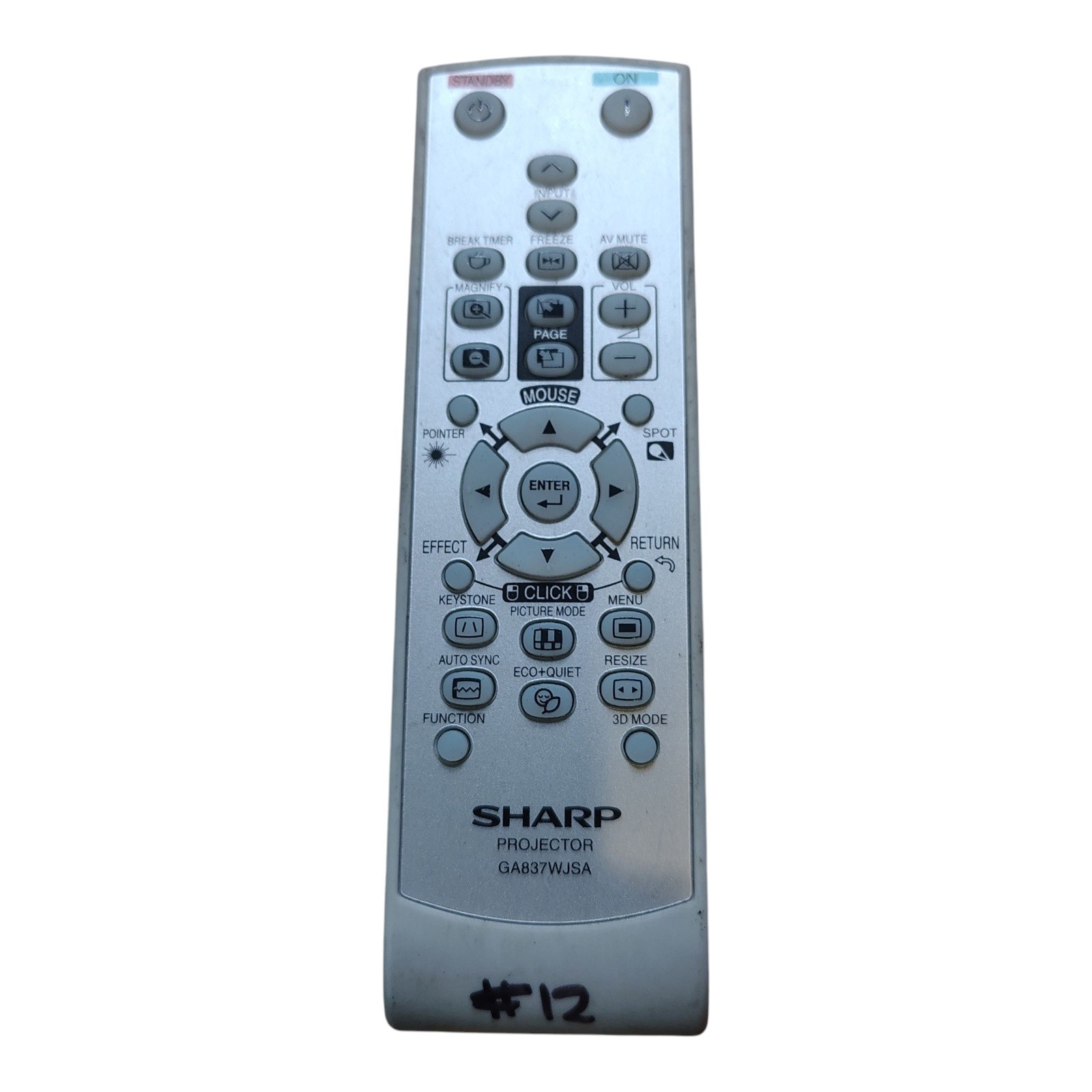 SHARP GA837WJSA Projector Remote Control Silver Grey Universal Mouse Function