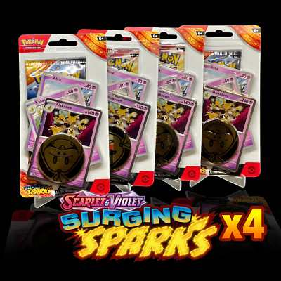 (x4) Pokemon TCG: Surging Sparks Checklane Blister Pack Alakazam Cosmos Lot of 4