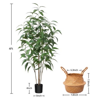 Artificial Eucalyptus Tree,4Ft Tree Fake Plant in Pot for Home and Office Decor,Potted Faux Plants Tall Artificial Trees for Indoor, Outdoor Additional Image