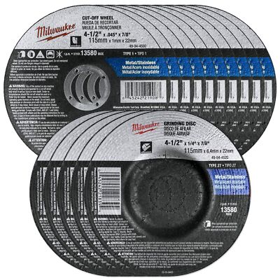 Milwaukee 15 Piece - 4.5" Grinding & Cut Off Wheel Set for Grinders - Aggress...