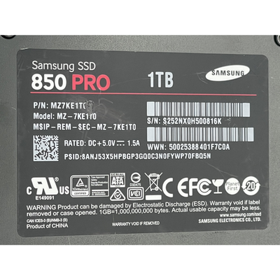 Samsung SSD 850 PRO 1TB SATA III 2,5 Zoll MZ-7KE1T0