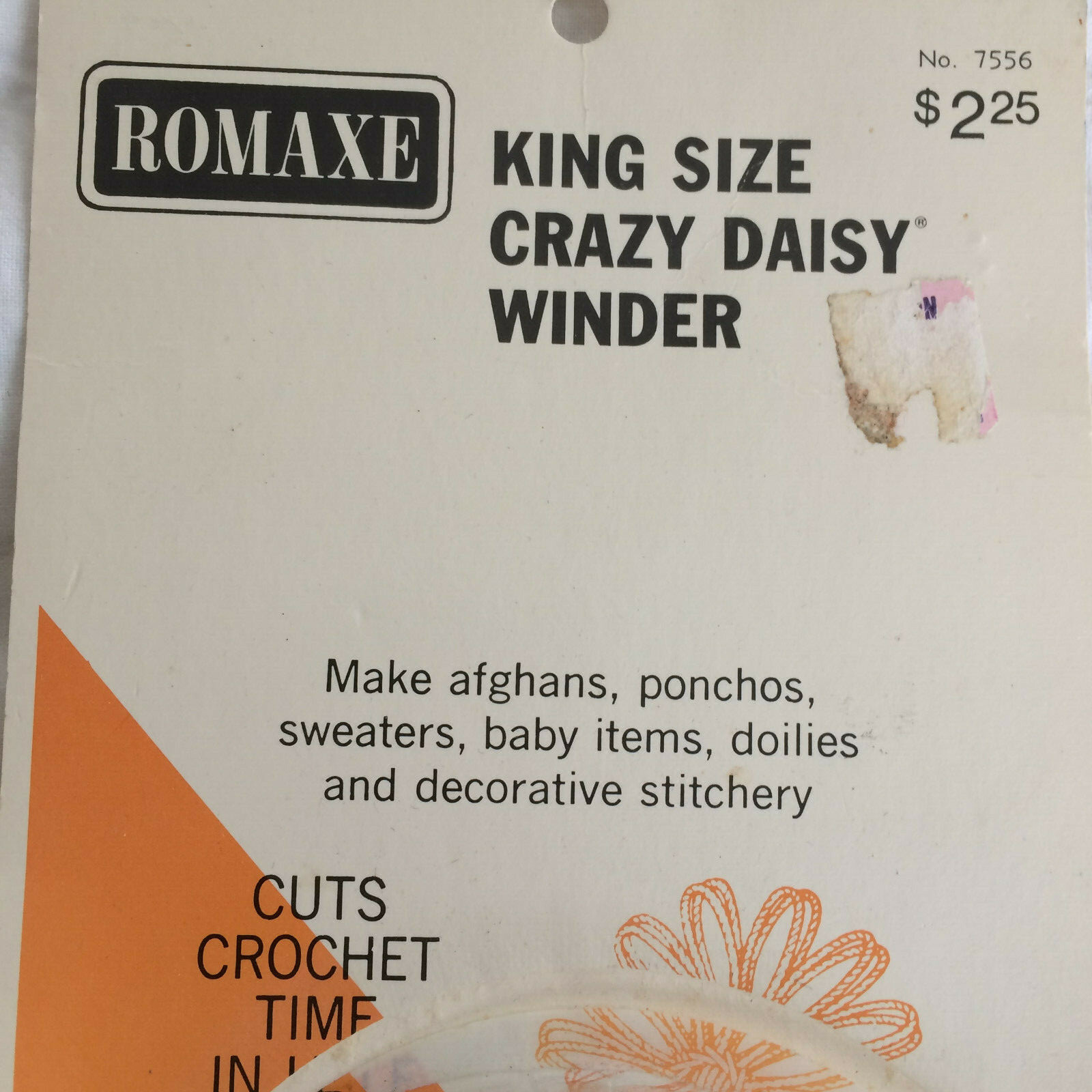 Vtg Romaxe King Size CRAZY DAISY WINDER Handweaving Crochet Flowers Retractable