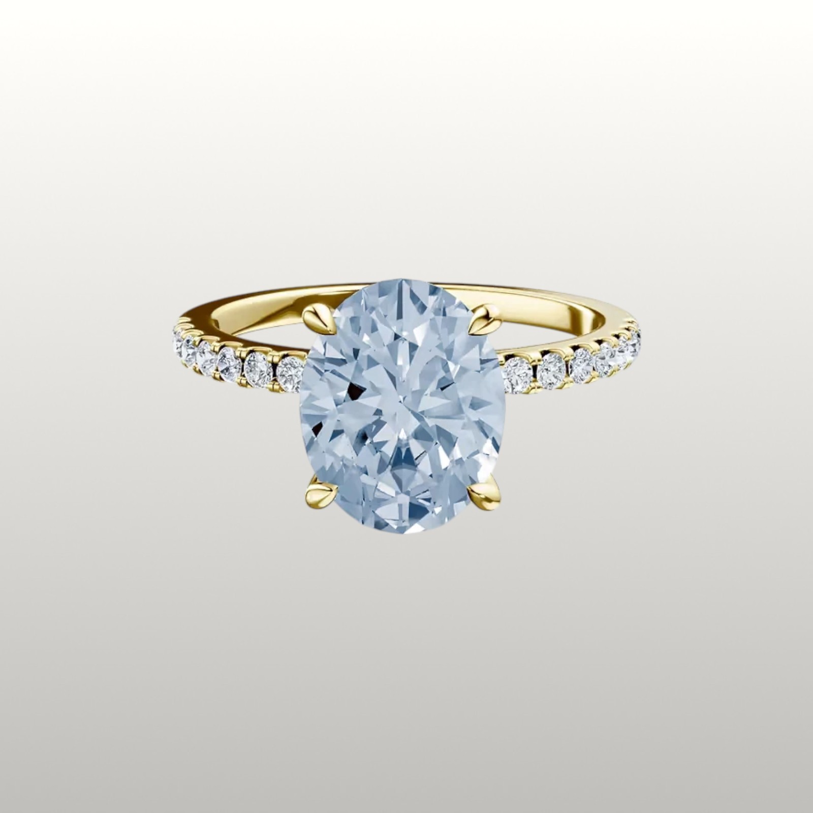 2.75 Ct Fancy Intense Blue Diamond Women Ring Oval Cut 14K Yellow Gold Lab Grown