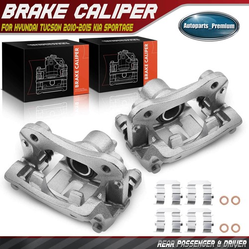 2PCS Brake Caliper w/ Bracket for Hyundai Tucson Kia Sportage Rear Left & Right