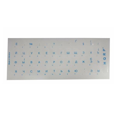 HQRP QWERTY Russian / Ukrainian Transparent Keyboard Stickers Blue Lettering