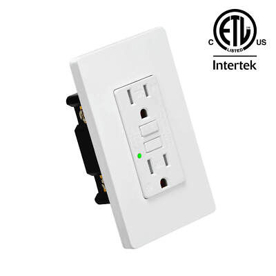 15AMP GFCI Outlet Receptacle Tamper Resistant - ETL GFI TR WR GFCI White Plate