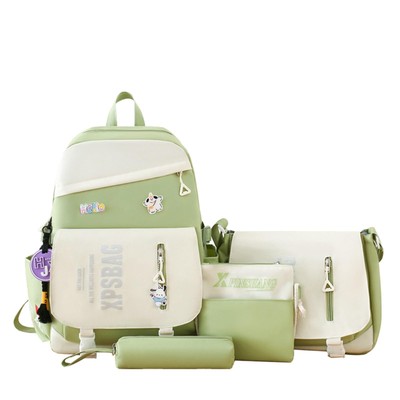 Kawaii 4PCS Backpack Set for Girls with Cute Bear Accessories - School Bookba...