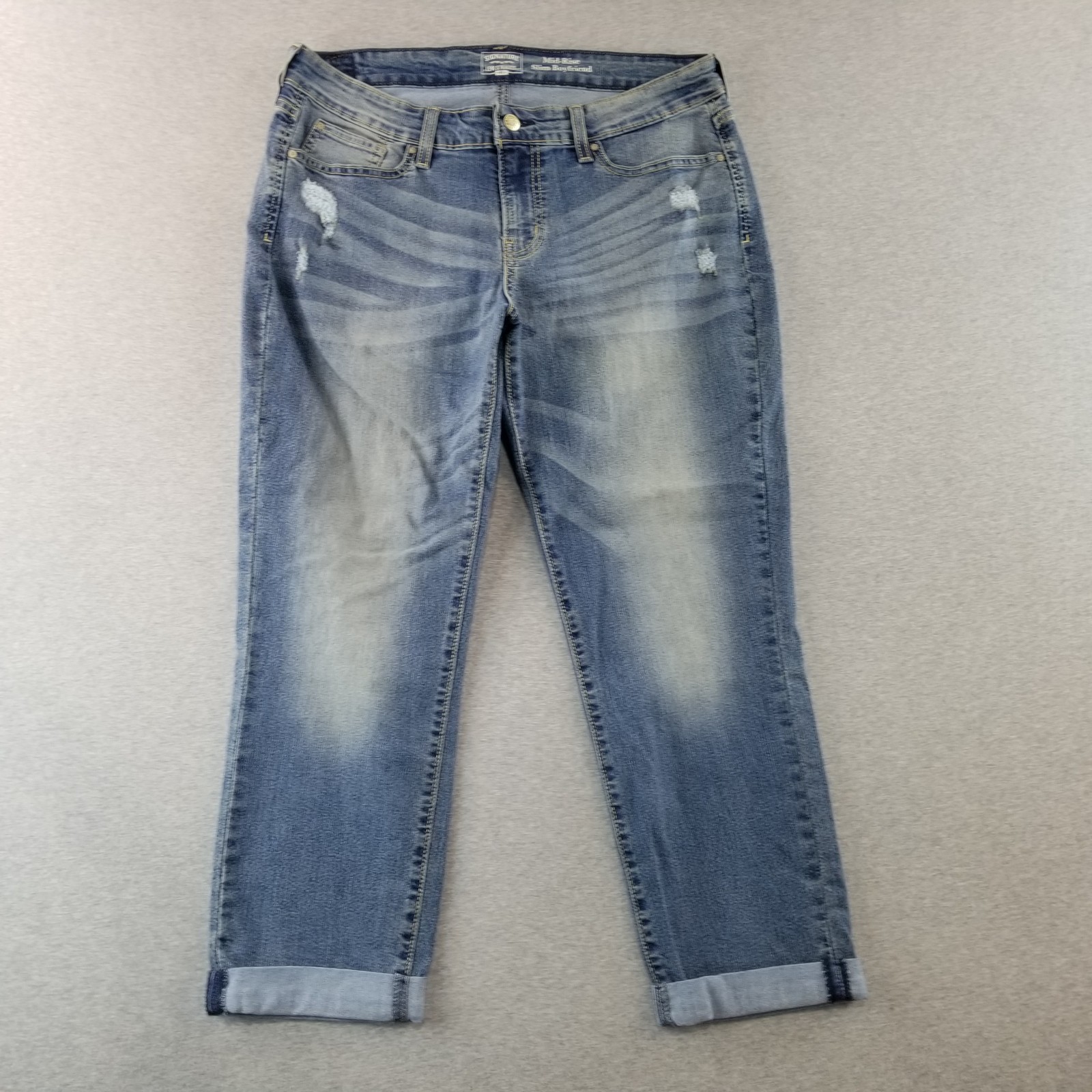Levi Jeans Women's Sz 14 Mid Rise Slim Boyfriend Med Wash Stretch Mat. Normcore