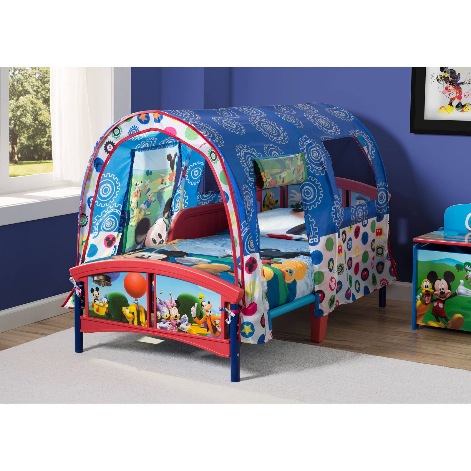 Delta Children Disney Mickey Mouse Plastic Toddler Canopy Bed, Blue ^