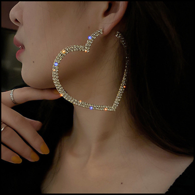 Rhinestone heart outlet hoop earrings