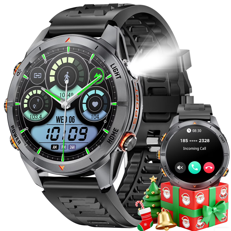 New 1.46-Inch Men's Smart Watches Answer/Make Calls/100 Sports Modes (Black)