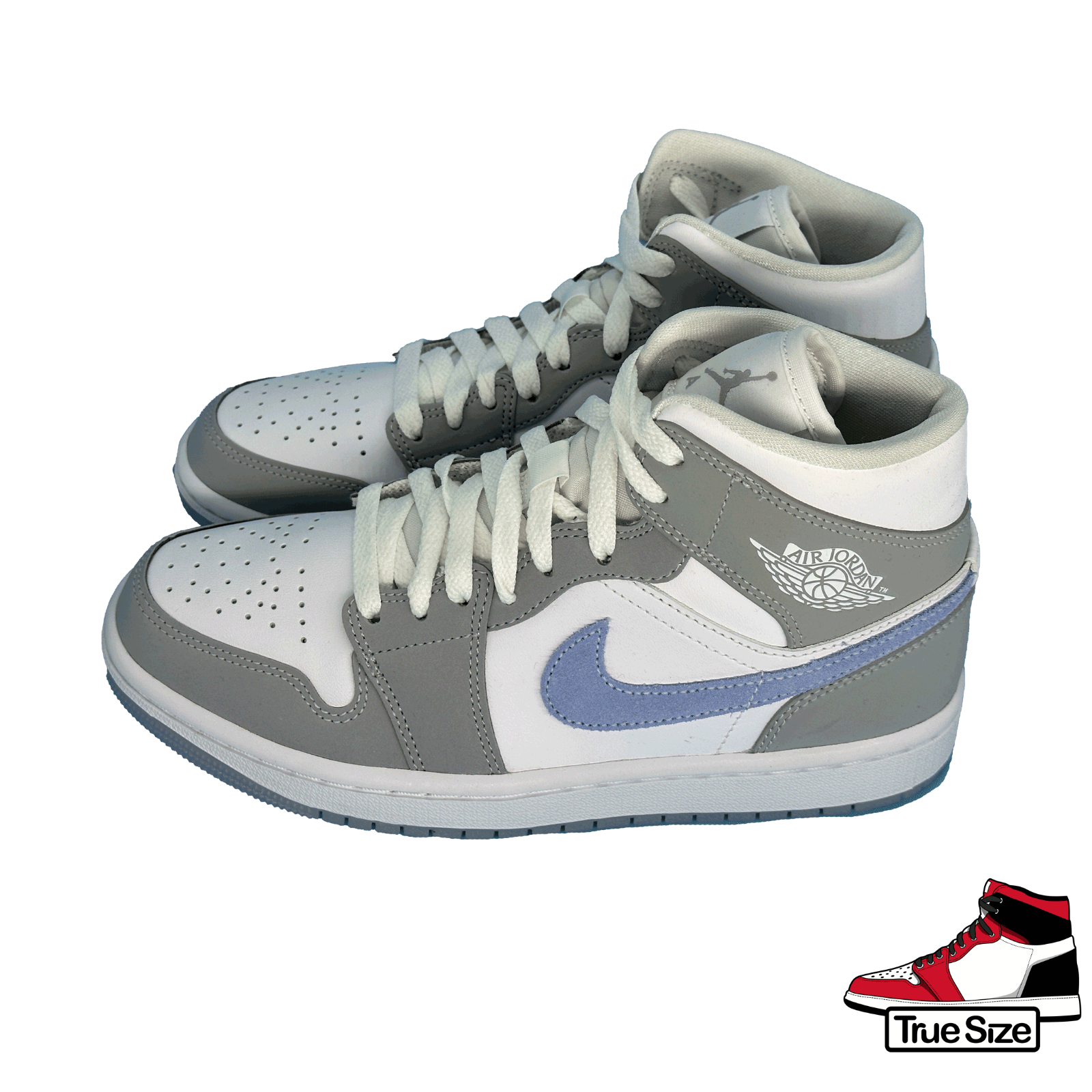 NIKE NIKE AIR JORDAN 1 MID WOLF GREY ALUMINIUM WMNS 36.5 37.5 43