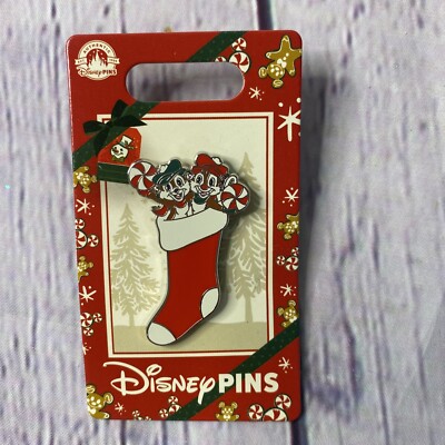 2022 Disney Parks Holiday Cheer Christmas Chip & Dale Stocking Open Edition Pin