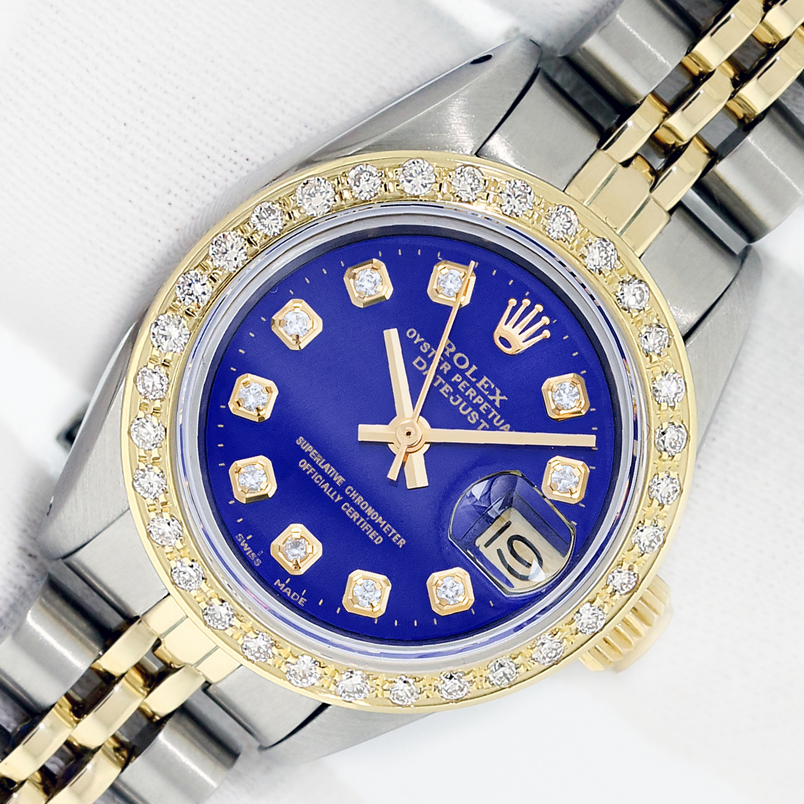 Rolex Lady DateJust Blue Diamond Dial - Steel and 18k Gold Diamond Bezel Watch