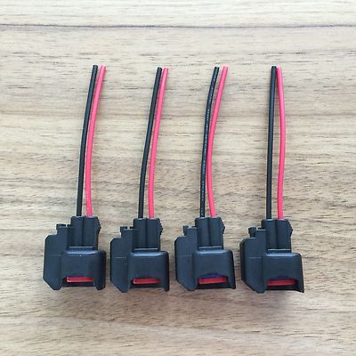 4 EV6 EV14 Fuel Injector Connector Wiring Plugs USCAR Clips Pigtail Cut & Splice