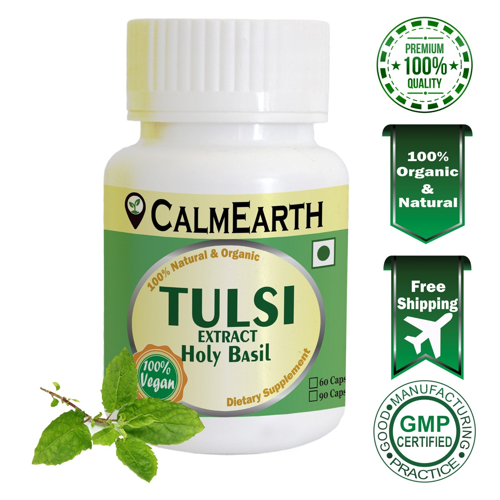 Tulsi Leaf Extract Capsule Ocimum Sanctum 2% Ursolic Acid Holy Basil