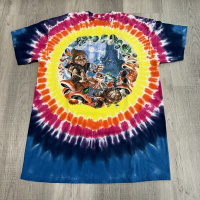 Liquid Blue Mushroom Gnome Elf Smoking Tie Dye Men s Size Large t-shirt