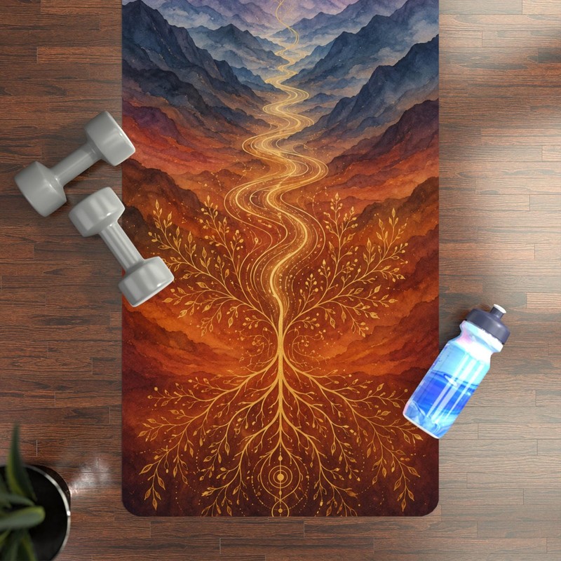 Non-Slip Rubber Yoga Mat 24x72 Microfiber Suede Printed Lightweight