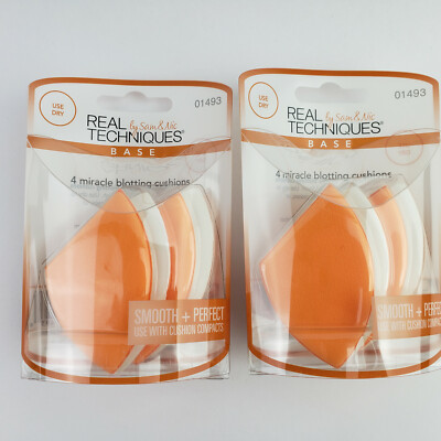 (2) Real Techniques Miracle Blotting Cushions #01493 4 each Smooth + Perfect