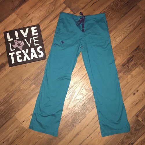 Med Couture Women Drawstring Teal TLEG Scrub Pants Sz XS 8705